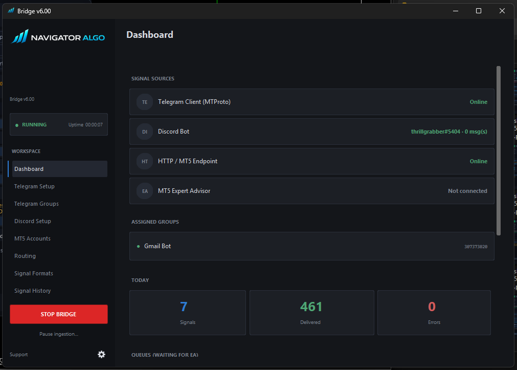 Bridge Dashboard