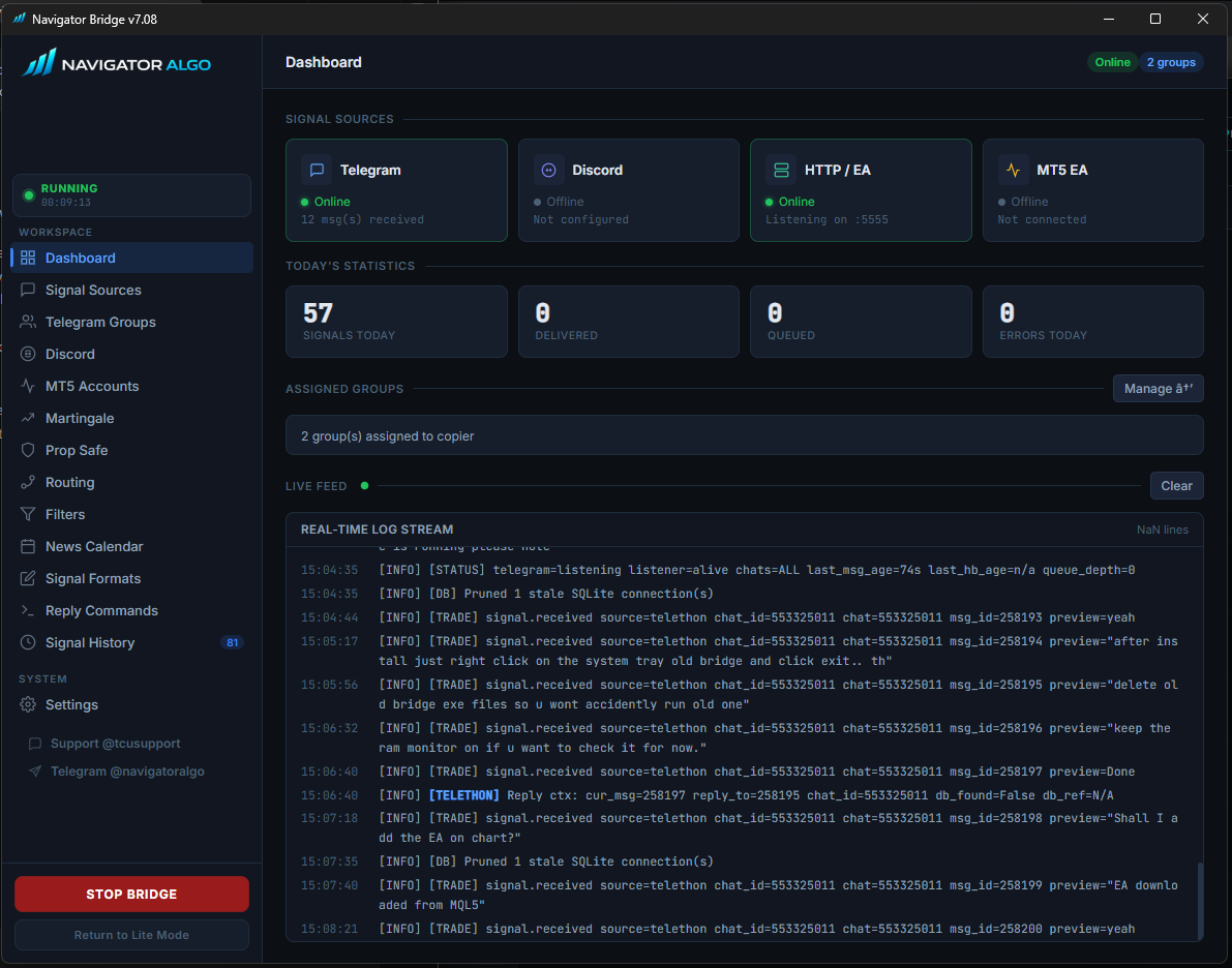 Bridge v7 Dashboard