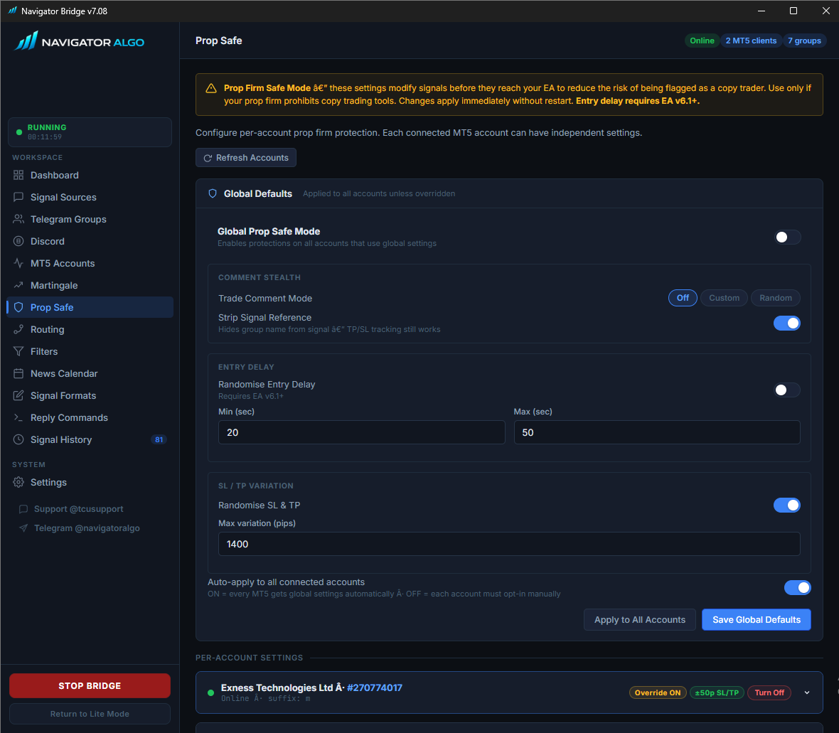 Prop Safe Mode Global Defaults