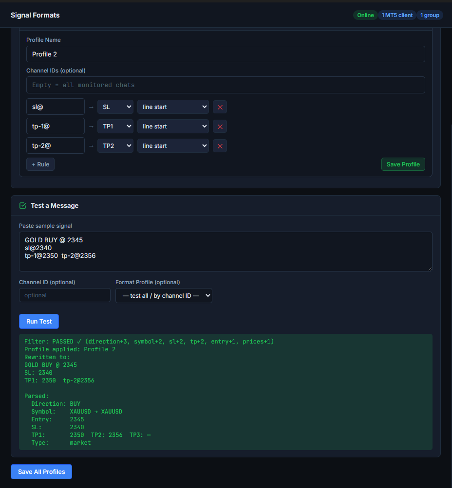 Format Lab test parsed successfully