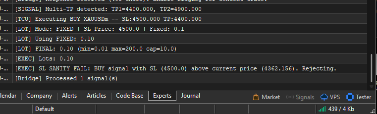 MT5 Experts SL sanity rejection